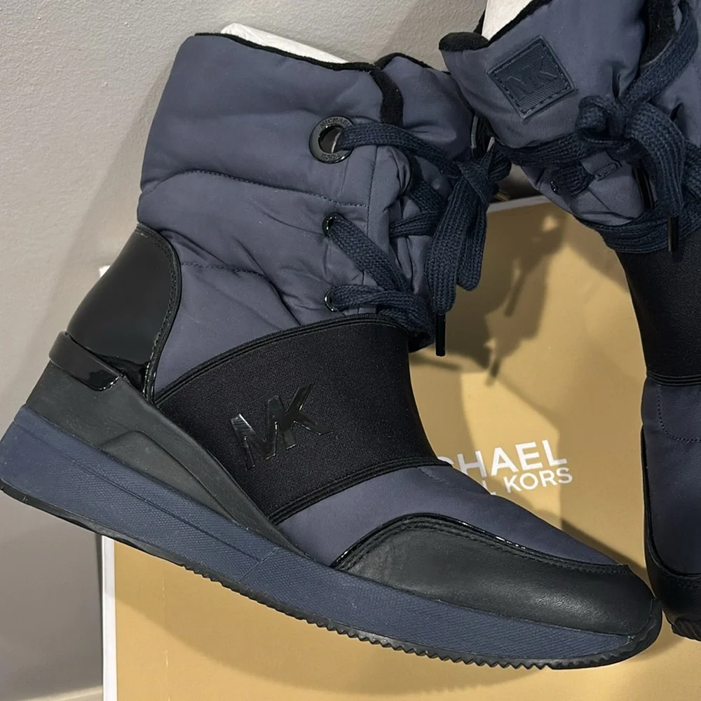 Michael Kors MK Shay Boot Navy Blue Admiral Winter Sneaker Boots sz 9.5 #14